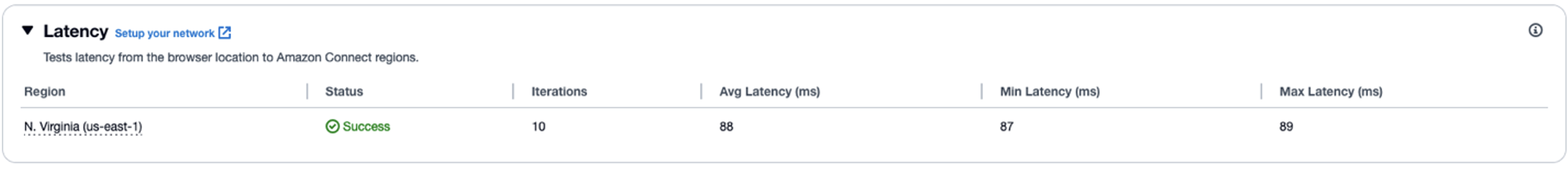 Latencia Amazon Connect México Central